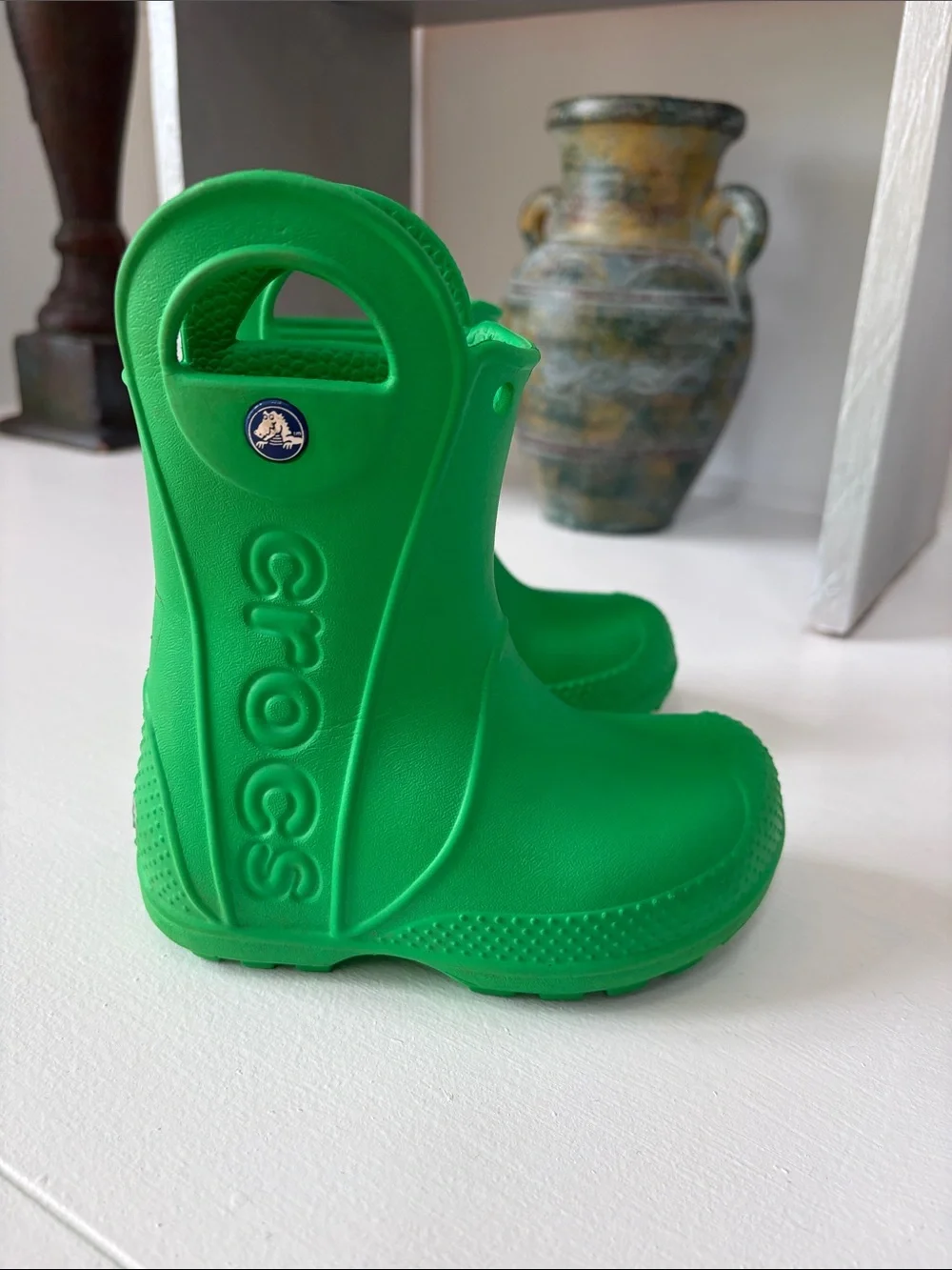 CROCS Kids Bright Green Waterproof Pull-On Rain Boots